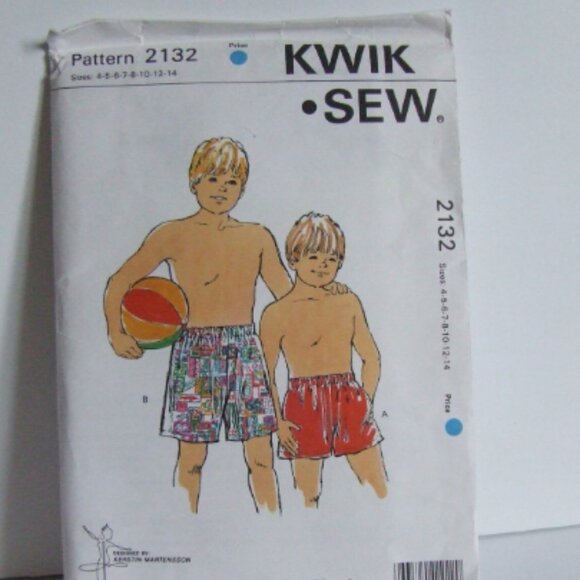 Swim suit shorts sewing pattern Kwik Sew 2132 vintage uncut swimming trunks boys - Picture 1 of 5